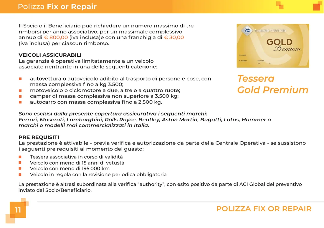 Libretto garanzia Auto Gold Premium, pagina 12 di 16