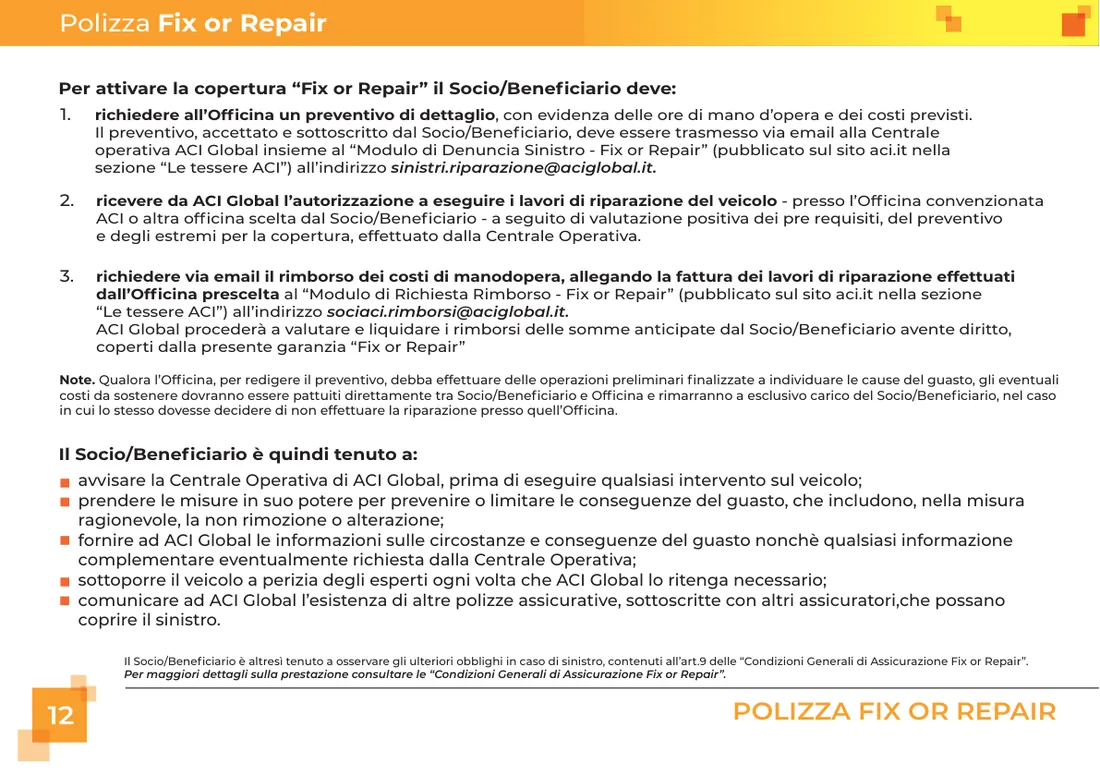 Libretto garanzia Auto Gold Premium, pagina 13 di 16