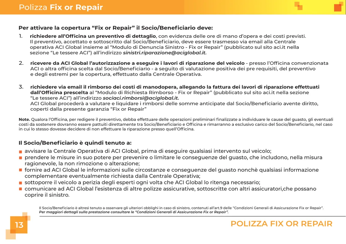 Libretto garanzia Moto, pagina 14 di 16